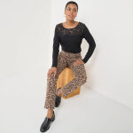 T - shirt col rond manches longues dentelle - blancheporte