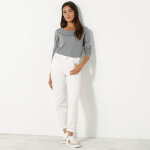 T - shirt col rond manches longues uni - blancheporte