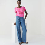 T - shirt col rond ray�, imprim� coeur dor� - blancheporte