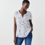 T - shirt col tunisien manches courtes, imprimé - blancheporte T - shirt col tunisien manches courtes, imprimé - blancheporte