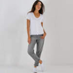 T - shirt col v boutonn�, finition frisottis - blancheporte