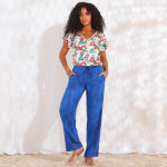 T - shirt col v dor, imprim floral - blancheporte