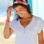 T - shirt col v dor maille unie - blancheporte