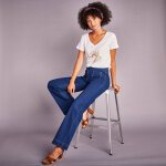 T - shirt col v imprim dor - blancheporte
