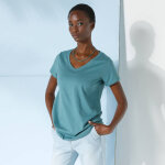 T - shirt col v uni manches courtes, coton - blancheporte