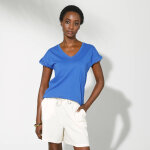 T - shirt col v manches courtes, dtails broderie anglaise - coeur au sud