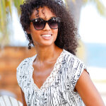 T - shirt imprimé, col v macramé - blancheporte T - shirt imprimé, col v macramé - blancheporte