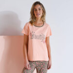 T - shirt manches courtes coton uni imprim� plac�  boh�me  - blancheporte