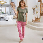 T - shirt manches courtes coton uni imprim� plac�  boh�me  - blancheporte