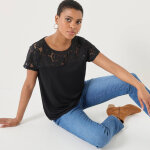 T - shirt manches courtes dentelle - blancheporte