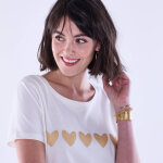 T - shirt manches courtes, imprim coeurs dors - blancheporte
