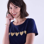 T - shirt manches courtes, imprim coeurs dors - blancheporte