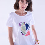 T - shirt manches courtes, imprim plac coeur - blancheporte
