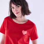 T - shirt manches courtes, imprim plac coeurs dors - blancheporte