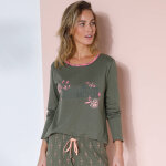 T - shirt manches longues coton uni imprim plac  bohme  - blancheporte