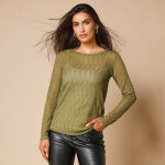 T - shirt manches longues, résille fantaisie - blancheporte T - shirt manches longues, résille fantaisie - blancheporte