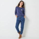 T - shirt marinire manches longues, brod  c?ur  uni ou imprim lopard - blancheporte