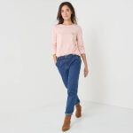 T - shirt marinière manches longues, brodé c?ur uni ou imprimé léopard - blancheporte T - shirt marinière manches longues, brodé c?ur uni ou imprimé léopard - blancheporte