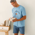 T - shirt pyjama imprim� plac� manches courtes coton - blancheporte