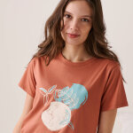 T - shirt de pyjama manches courtes imprim�  feuillage  - blancheporte