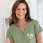 T - shirt de pyjama manches courtes imprim�  fleurs  - blancheporte