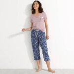 T - shirt pyjama manches courtes motif floral imprim - blancheporte