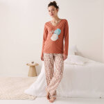 T - shirt de pyjama manches longues imprim�  feuillage  - blancheporte