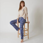 T - shirt pyjama manches longues motif floral imprim� - blancheporte