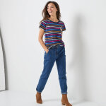 T - shirt ray manches courtes, brod  c?ur  dor - blancheporte