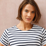 T - shirt ray� manches courtes � revers - blancheporte