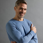 T - shirt sous - v�tement homme col rond manches longues chaleur intense - lot de 2 - 109 / 116 - bleu ...