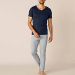 T - shirt sous - vtement homme col v manches courtes chaleur douce - lot de 2 - 85 / 92 - bleu - thermoperle ...