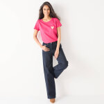 T - shirt uni brod� coeur manches courtes - blancheporte