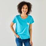 T - shirt uni brod coeur manches courtes - blancheporte