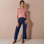 T - shirt uni col rond stretch - 34 / 36 - rose - colors&co