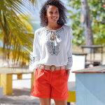 Short avec ceinture en jute amovible - blancheporte