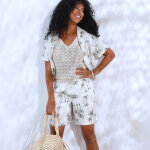 Short fluide Élastiqué, imprimé palmiers - blancheporte Short fluide Élastiqué, imprimé palmiers - blancheporte