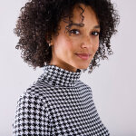 Sous - pull col montant imprim pied - de - poule, stretch - blancheporte