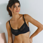 Soutien - gorge coton stretch et tulle plumetis kalaoa - avec armatures - 85a - noir - confidence lingerie ...
