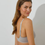 Soutien - gorge embotant maille et dentelle  amourette  - avec armatures - 90d - gris - triumph