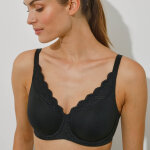 Soutien - gorge embotant maille et dentelle  amourette  - avec armatures - 85c - noir - triumph
