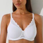 Soutien - gorge embotant maille et dentelle  amourette  - avec armatures - 90e - blanc - triumph