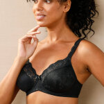 Soutien - gorge embotant en maille satine et dentelle stelina  - avec armatures - 110c - noir - triumph ...