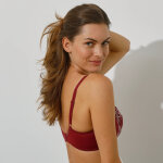 Soutien - gorge forme embotante dentelle florale  capucine  - avec armatures - 90c - rouge - sans complexe ...