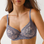 Soutien - gorge forme embotante dentelle florale  capucine  - avec armatures - 90c - gris - sans complexe ...