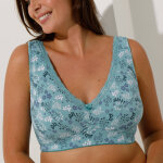 Soutien - gorge grand maintien coton imprim fleuri  capella  - sans armatures - 110c - bleu - confidence ...