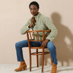 Sweat maille peluche, col boutonn� - blancheporte