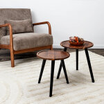 Table basse gigogne en bois - lot de 2 - blancheporte