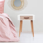 Table de chevet bicolore 1 tiroir - blancheporte