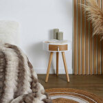 Table de chevet ronde bicolore tihame - 1 tiroir - blancheporte